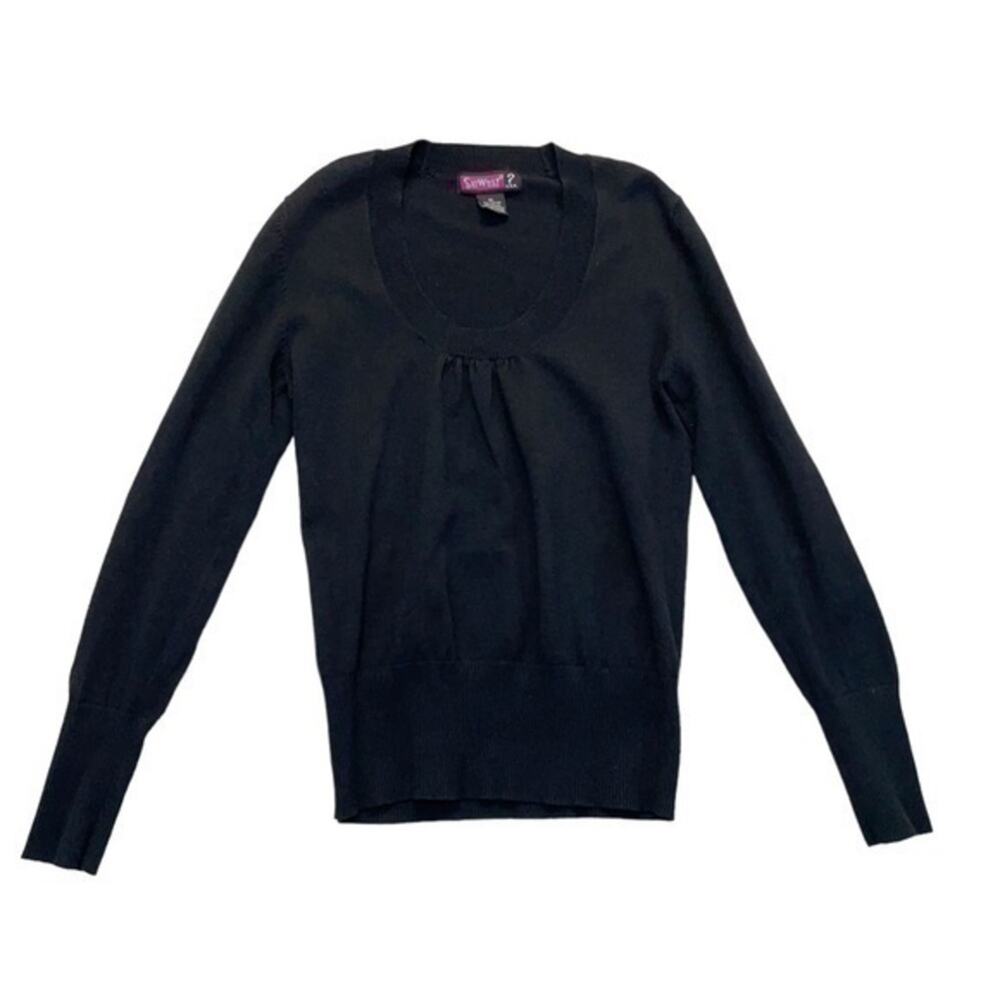 Black Scoop Neck Sweater Girls Size XL 90s Y2K